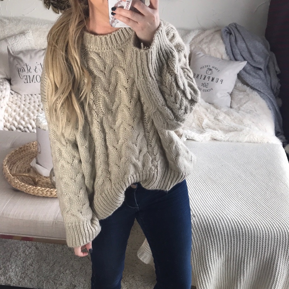 Cozy cream cable knit sweater